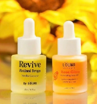 Loumi Skincare’s Daily Dew-O Rose Glow Illuminating Face Oil and Revive Retinol Drops